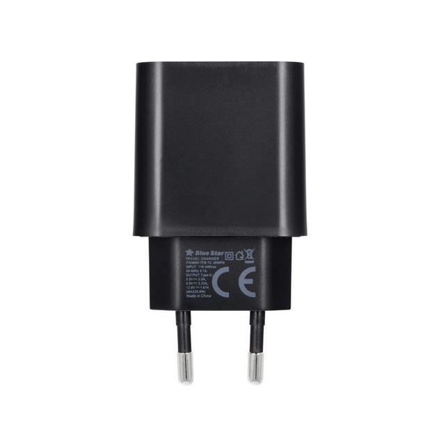 Ładowarka sieciowa do telefonu Blue Star USB C QC3.0 PD 3A 20W + kabel USB C do USB C TFB-TC-20WPD czarna