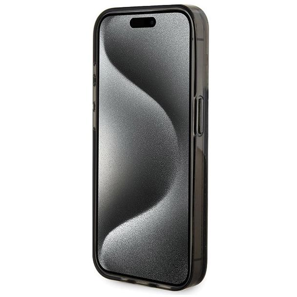 GUESS futerał do IPHONE 15 Pro Max GUHCP15XLFCSEGK (Liquid Glitter Gold Stripes) czarny