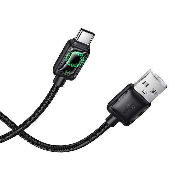 Kabel USB A do USB C Hoco 3A 1,2 m z LCD U146 czarny