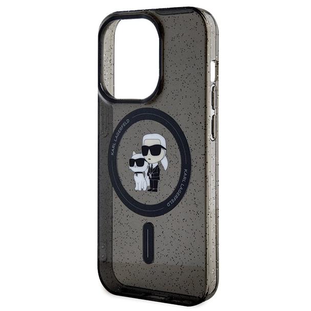KARL LAGERFELD futerał do IPHONE 15 Pro KLHMP15LHGKCNOK (Glitter + MAG) czarny