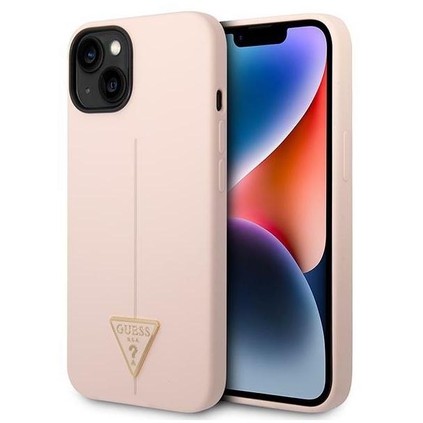 GUESS futerał do IPHONE 13 / 14 / 15 GUHCP14SSLTGP (Silicone Triangle) różowy