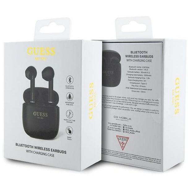 GUESS słuchawki bezprzewodowe bluetooth TWS + stacja dokująca GUTWST26PSK (Classic EST Logo) czarne
