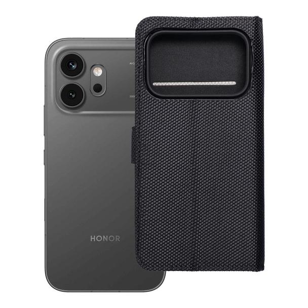 Etui z klapką na Honor 600 4Card RFID antykradzieżowe tech fabric czarne