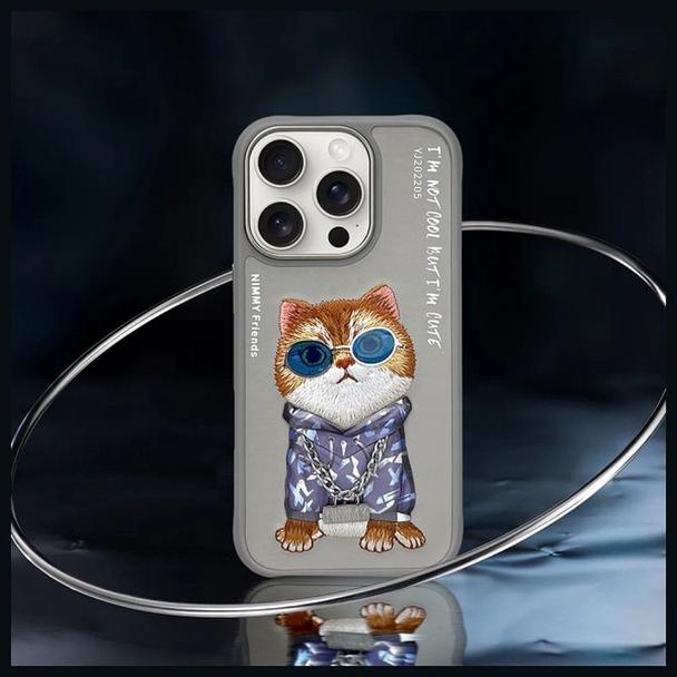 NIMMY futerał GLASSES COOL CAT do IPHONE 16 Pro Max szary