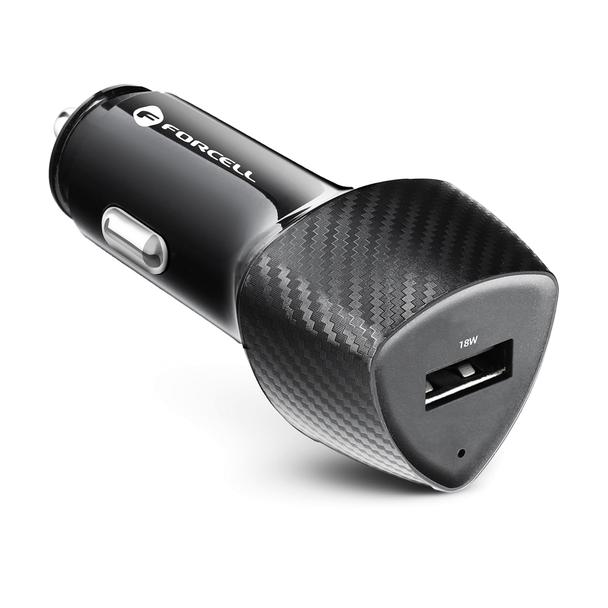 Ładowarka samochodowa Forcell F-Energy Carbon USB A QC3.0 3A 18W CC50-1A czarna