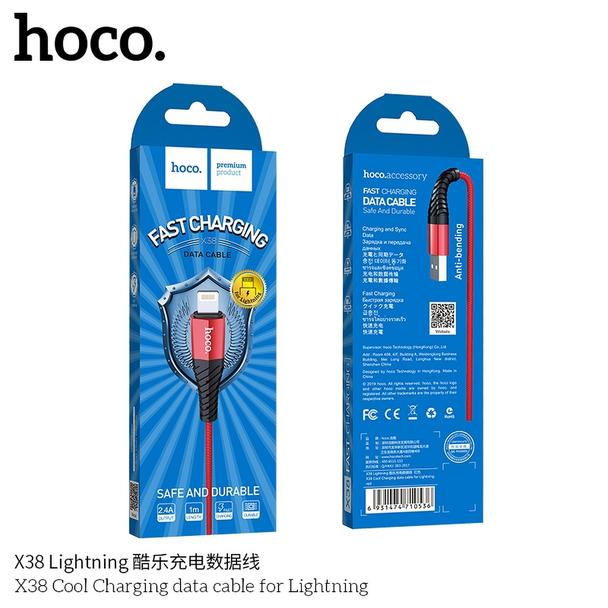 Kabel USB A do Lightning Hoco 2,4A 1 m X38 czerwony