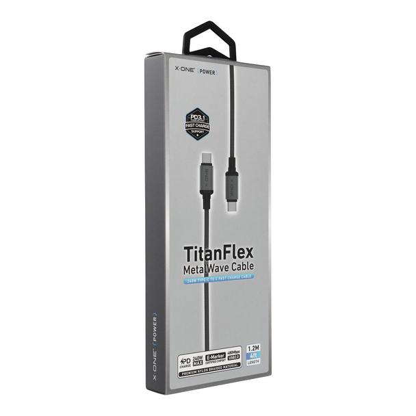 Kabel USB X-ONE TitanFlex - typ C do C max 240W 1,2m czarny