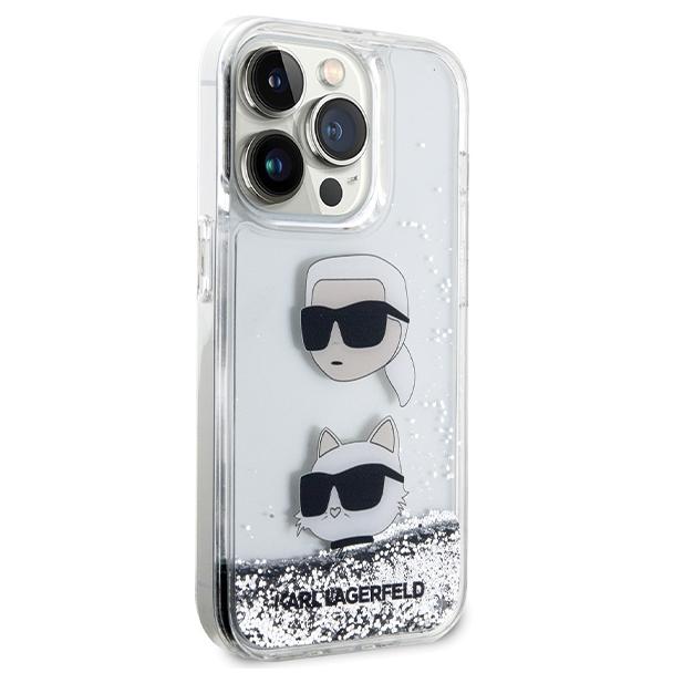 KARL LAGERFELD futerał do IPHONE 14 Pro KLHCP14LLDHKCNS (Liquid Glitter KC) biały