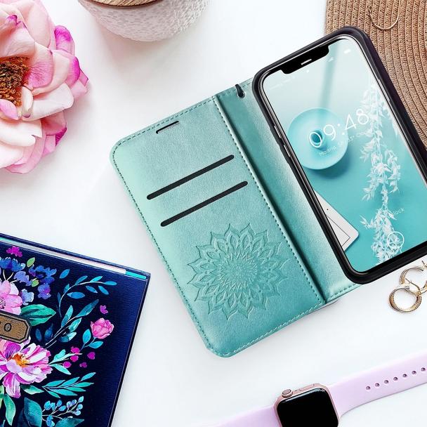Etui z klapką na Samsung A22 5G Mezzo Book mandala zielone