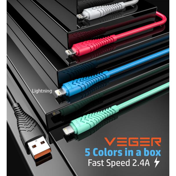 Kabel USB A do Lightning VEGER 2,4A V105 1,2 m czarny