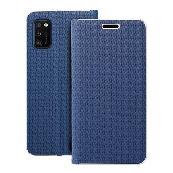 Etui z klapką na Samsung A41 Luna Book Carbon niebieskie