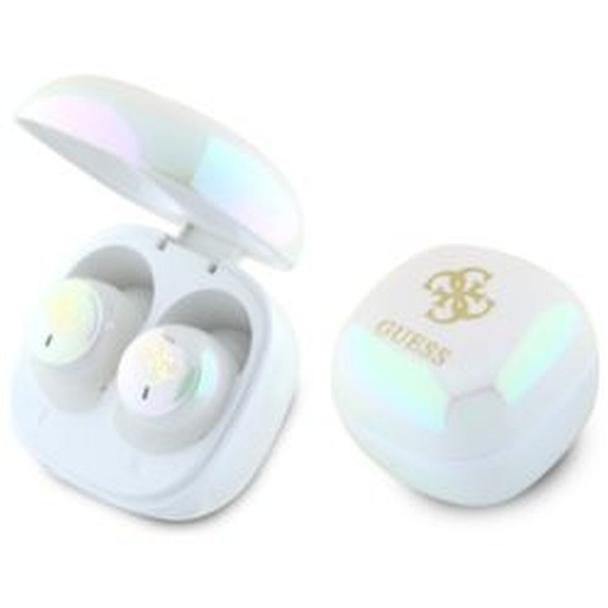GUESS słuchawki bezprzewodowe bluetooth TWS GUTWSJ144ESH (Mini Iridescent 4G Printed Logo) białe