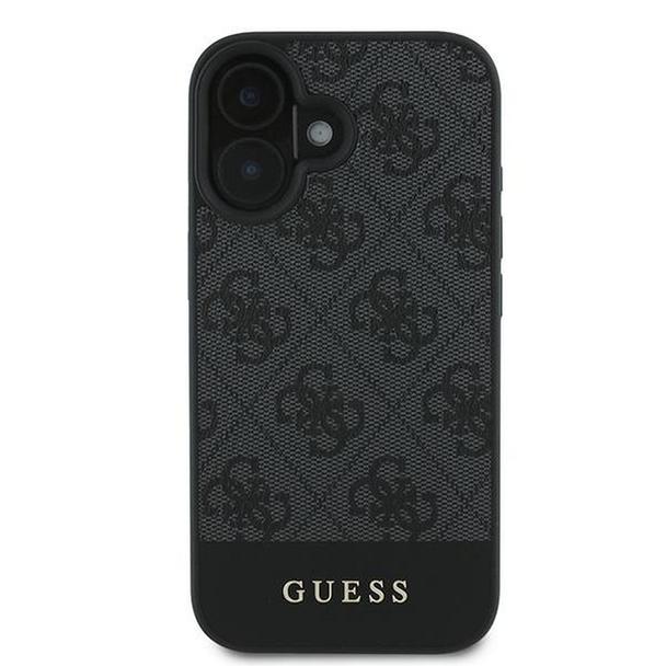 GUESS futerał do IPHONE 16 Plus GUHCP16MG4GLGR (PC/TPU 4G PU Bottom Stripe) szary
