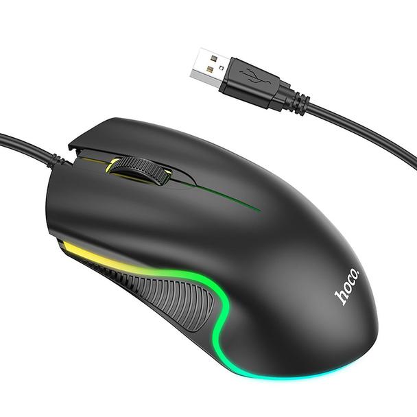 Myszka przewodowa Hoco USB A 1000 dpi z podświetleniem GM19 czarna