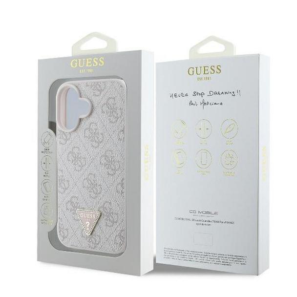 GUESS futerał do IPHONE 16 Plus GUHCP16MP4TDPP (PU Leather 4G Triangle Strass) różowy