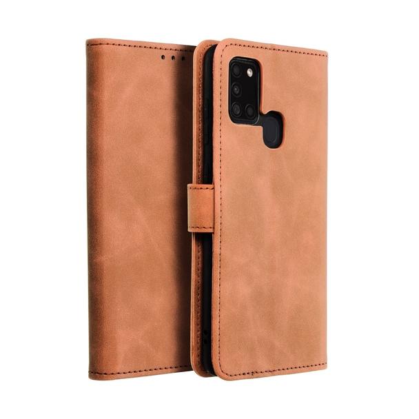 Etui z klapką na Samsung A21s Tender Book brązowe