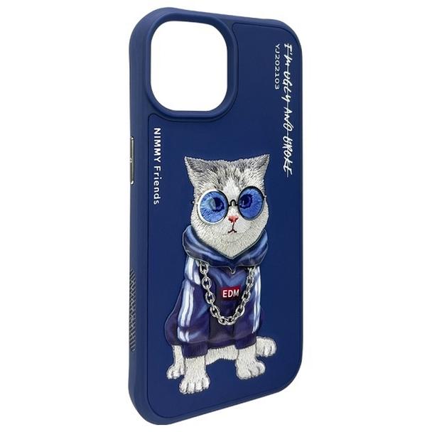 NIMMY futerał GLASSES COOL CAT do IPHONE 15 niebieski