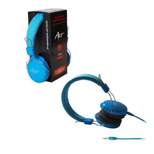 Słuchawki przewodowe nauszne Jack 3,5 mm Art AP-60B niebieskie