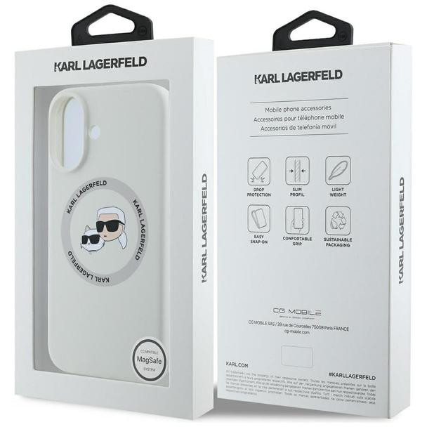 KARL LAGERFELD futerał do IPHONE 16 kompatybilny z MagSafe KLHMP16SSKCHTCE (Silicone KC Heads) beżowy
