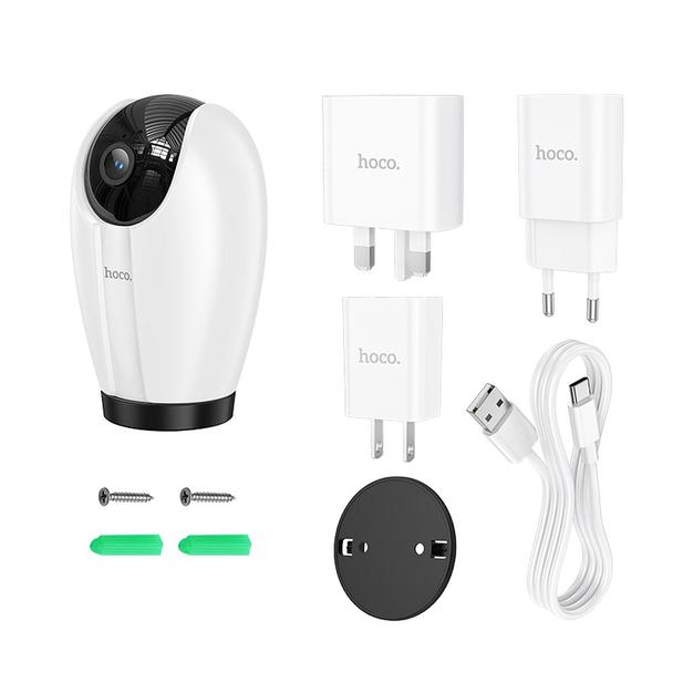 Kamera wewnętrzna Hoco 3MP Full HD Wi-Fi D6 biała