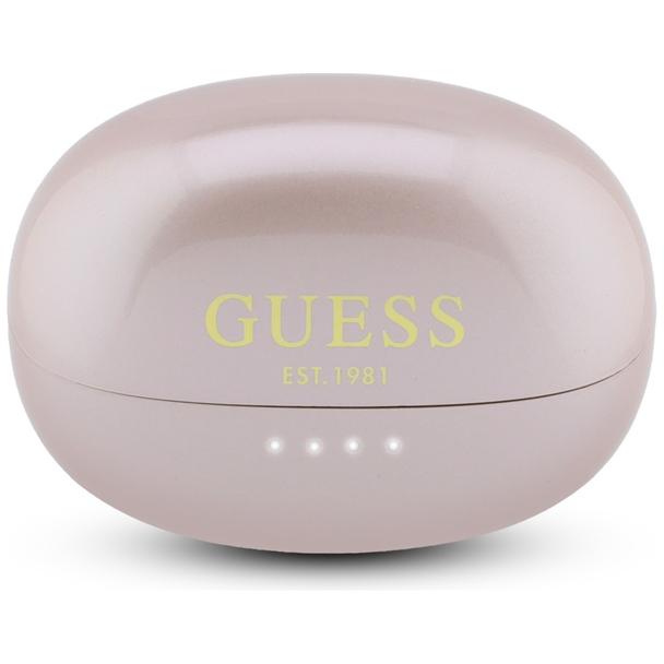 Sluchawki bezprzewodowe douszne OWS Guess Metalic Finish Electropated Parts Classic Logo różowe