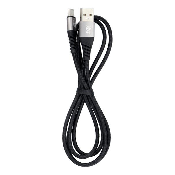 Kabel USB A do USB C Blue Star 3A 20W PD QC4.0 z oplotem 1,2 m TFK-DC-003 czarny