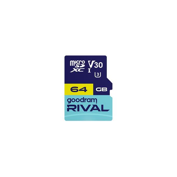 GOODRAM RIVAL Karta pamięci microSD 64GB 100MB/s class 10 UHS-I U3 V30 z adapterem SD
