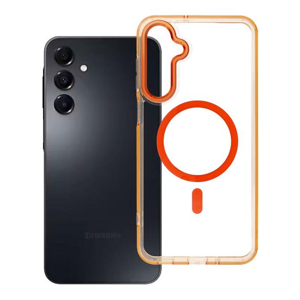 Futerał do Samsung A16 Frame Clear Hybrid Mag Cover zgodny z MagSafe pomarańczowy