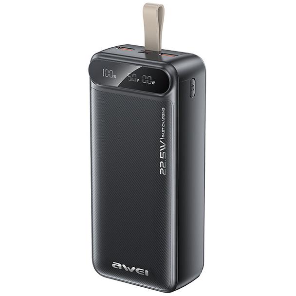 Power bank AWEI PA-12 30000mAh 22,5W LCD + pasek czarny