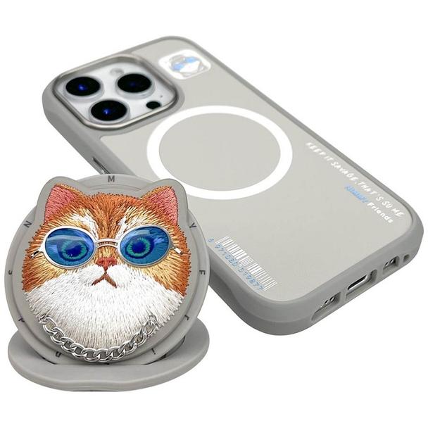 NIMMY futerał GLASSES COOL CAT kompatybilny z MagSafe do IPHONE 16 Pro szary