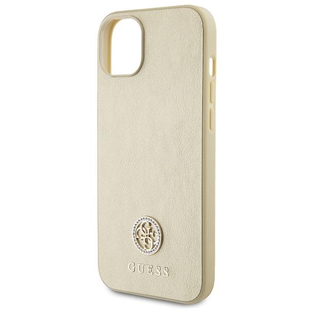 GUESS futerał do IPHONE 13 / 14 / 15 GUHCP15SPS4DGPD (Leather 4G Metal Logo Strass) złoty