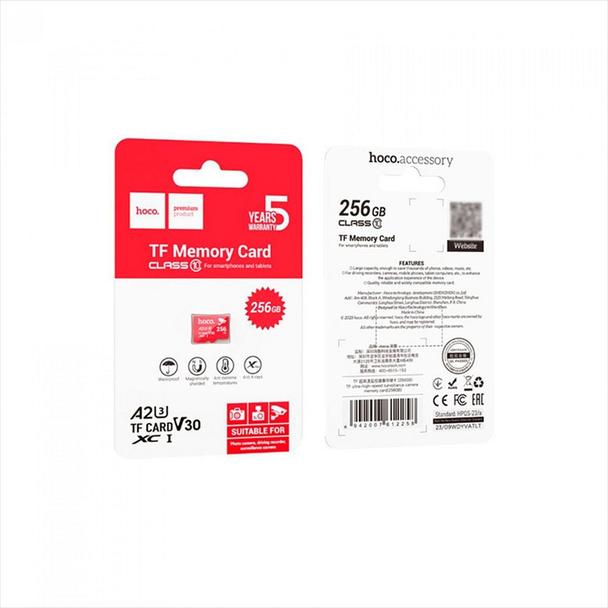 Karta pamięci microSD 256GB class 10 UH-1 U3 V3 A2 Hoco czerwona