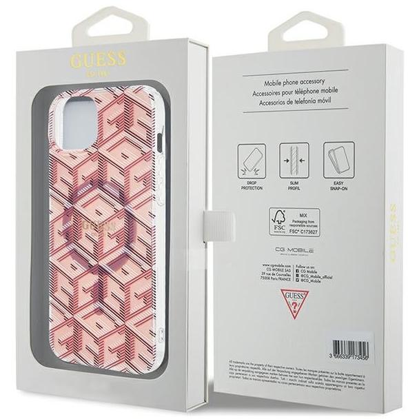 GUESS futerał do IPHONE 15 kompatybilny z MagSafe GUHMP15SHGCUSTGP (IML GCUBE) różowy