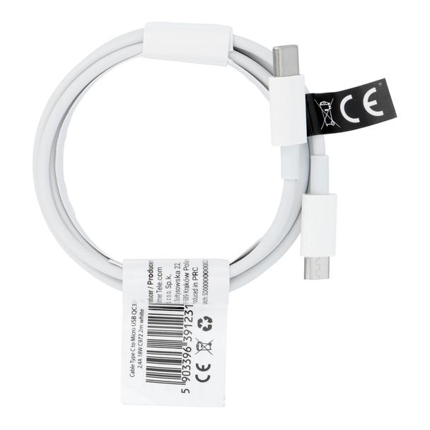 Kabel USB C do Micro USB QC3.0 2,4A 18W C972 2 m biały