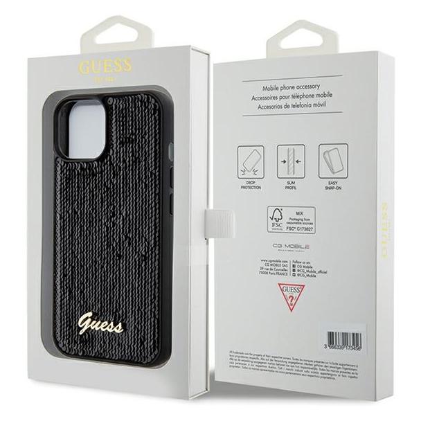 GUESS futerał do IPHONE 13 / 14 / 15 GUHCP15SPSFDGSK (Sequin Script Metal) czarny