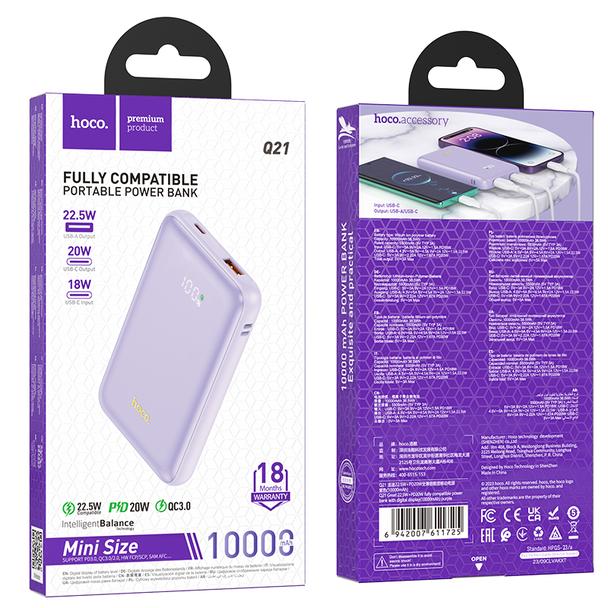 Powerbank Hoco 10000 mAh QC3.0 PD 3A 22,5W Q21 fioletowy