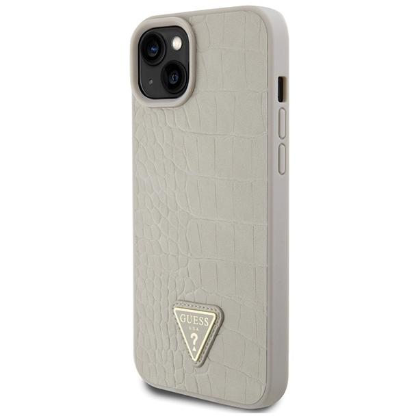 GUESS futerał do IPHONE 13 / 14 / 15 GUHCP15SPCRTHCD (Croco Triangle Metal Logo) złoty