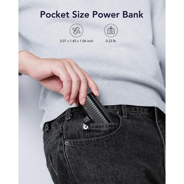 Powerbank Veger PlugOn (W0558P) PD QC3.0 2,4A 20W 5000 mAh z wbudowanym złączem Lightning czarny 0INT