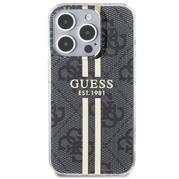 GUESS futerał do IPHONE 15 Pro Max GUHCP15XH4PSEGK (4G Gold  Stripe) czarny