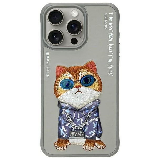 NIMMY futerał GLASSES COOL CAT do IPHONE 15 Pro Max szary