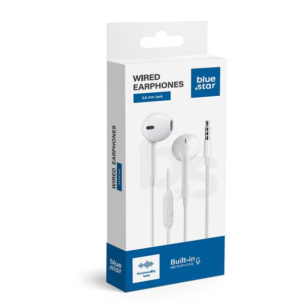 Słuchawki przewodowe douszne Jack 3,5 mm Blue Star PA-E65 1,2 m białe
