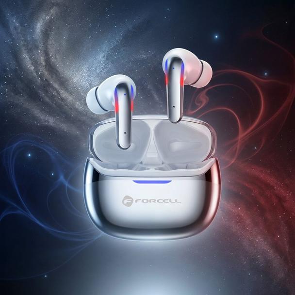 Słuchawki bezprzewodowe douszne TWS Forcell F-Audio Pulse Pro ANC + ENC srebrny 0INT
