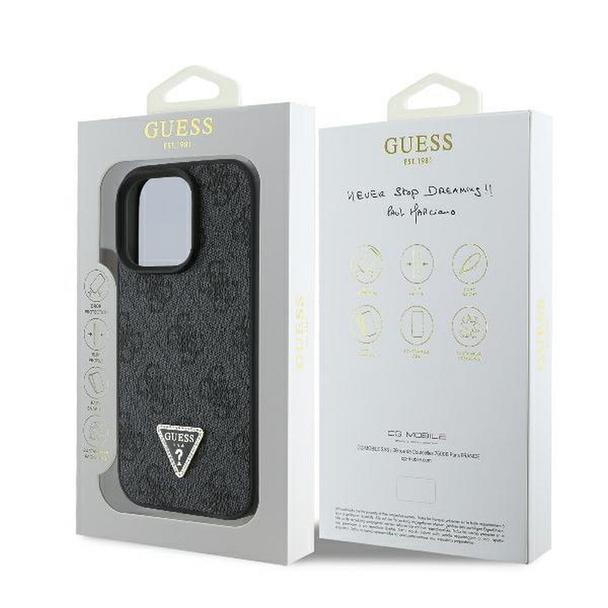 GUESS futerał do IPHONE 16 Pro Max GUHCP16XP4TDPK (PU Leather 4G Triangle Strass) czarny