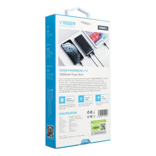 Powerbank Veger L10 (W1105) 10000 mAh czarny