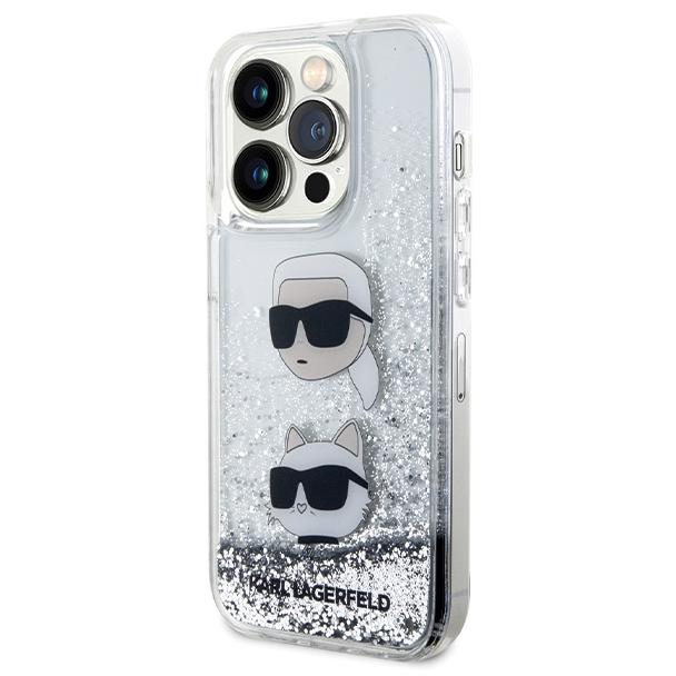 KARL LAGERFELD futerał do IPHONE 14 Pro KLHCP14LLDHKCNS (Liquid Glitter KC) biały