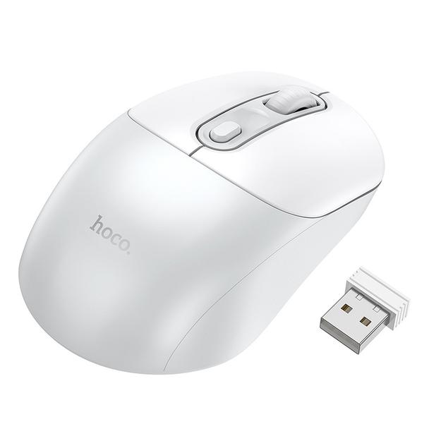 Myszka bezprzewodowa Hoco 2.4G 1600 dpi GM28 biało szara