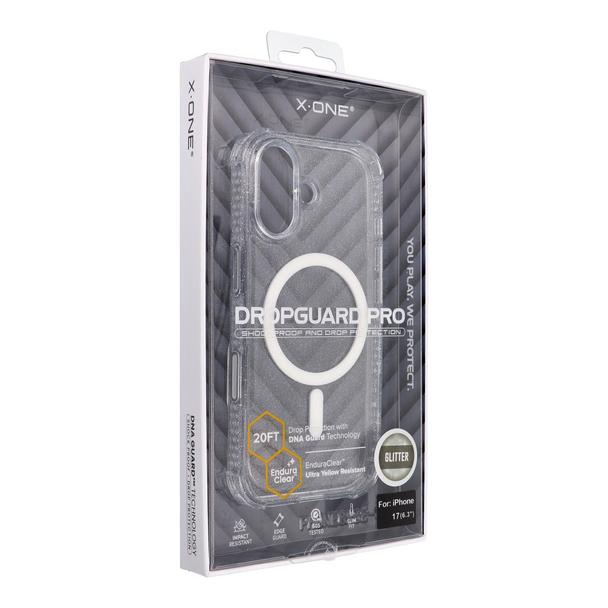 Etui X-ONE Dropguard Pro kompatybilny z MagSafe do iPhone 17 glitter białe 0INT