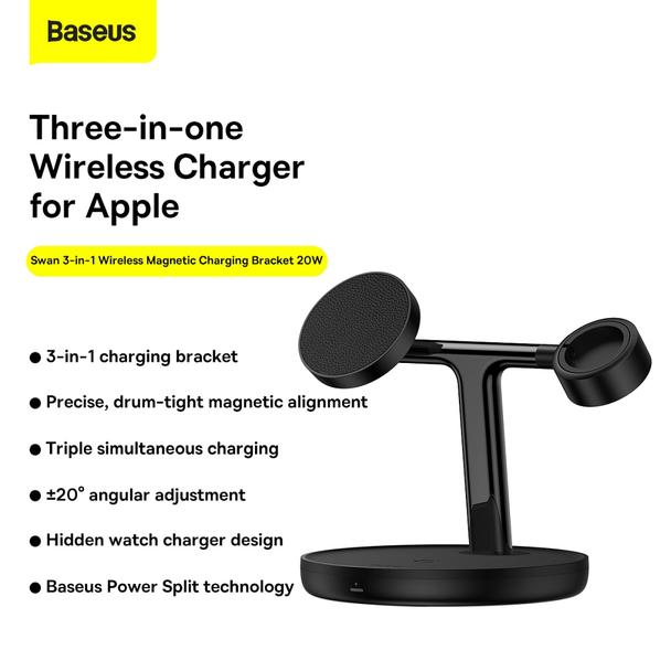 BASEUS ładowarka indukcyjna 3w1 kompatybilna z MagSafe 15W WXTE000101 czarna