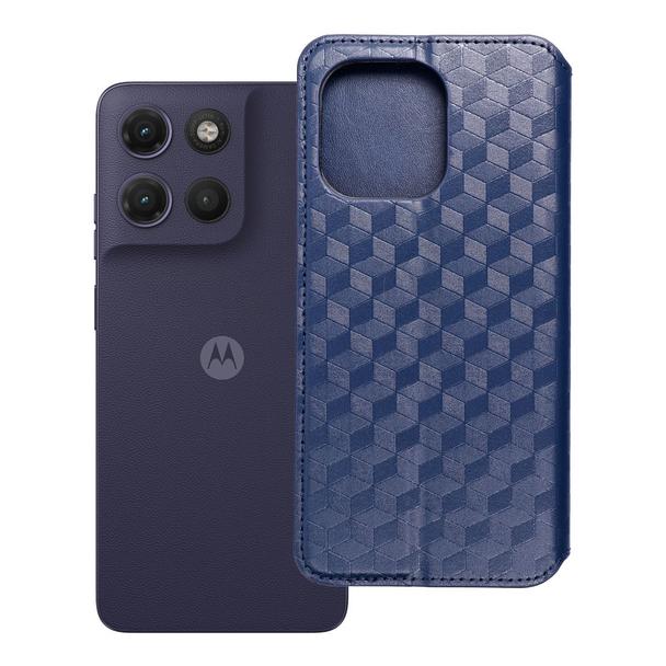 Etui z klapką na Motorola G17 Cubic Book niebieskie
