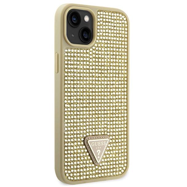 GUESS futerał do IPHONE 13 / 14 / 15 GUHCP14SHDGTPD (Rhinestone Triangle) złoty